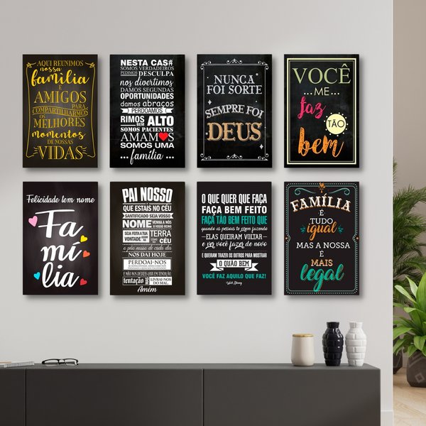 Kit Placas Decorativas Frases Motivacionais Mdf- 8 Placas