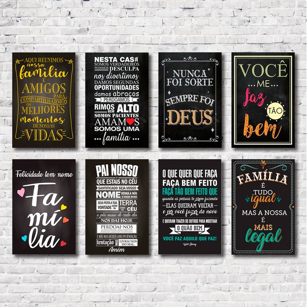 Kit Placas Decorativas Frases Motivacionais Mdf- 8 Placas