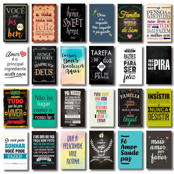 Kit 24 Placas Decorativas Mdf Frases Motivacionais Família