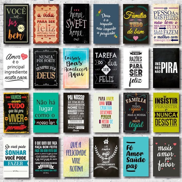 Kit 24 Placas Decorativas Mdf Frases Motivacionais Família
