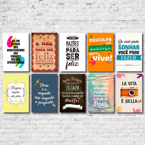 Kit 10 Placas Decorativas Frases Mdf