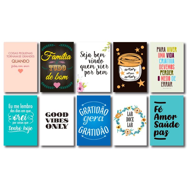 Kit 10 Placas Decorativas Com Frases Motivacionais Mdf