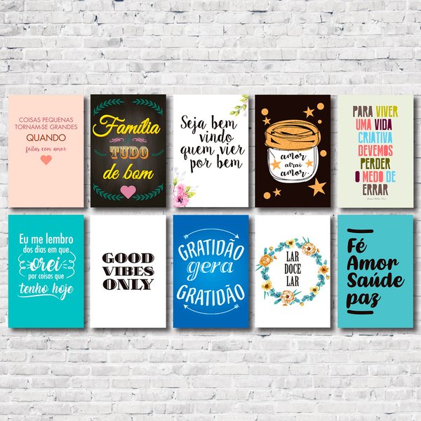 Kit 10 Placas Decorativas Com Frases Motivacionais Mdf