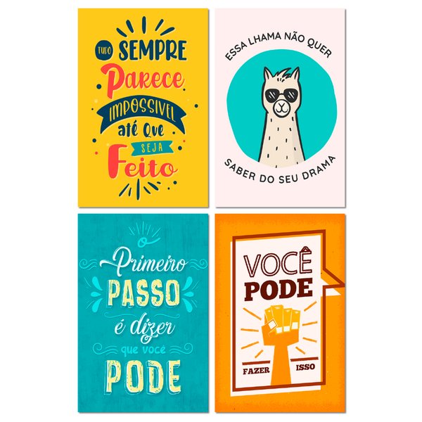 Kit 4 Placas Frases Motivacionais Você Pode 20x30 cm Mdf