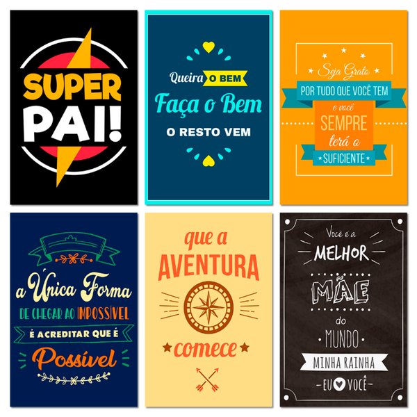 Kit 6 Placas Decorativas Frases Pai Mãe 20x30 cm Mdf