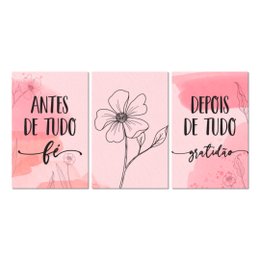 Imagem de Kit 3 Placas Decorativas Frases Gratidão Tudo 20x30 cm Mdf