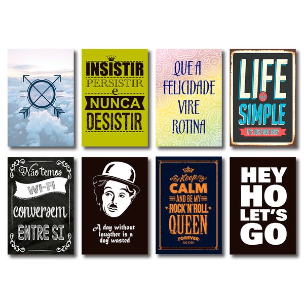 Kit Placas Decorativas Frases Motivação Wifi Mdf - 8 Placas