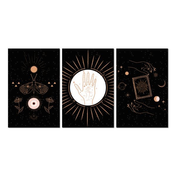 Kit 3 Placas Decorativas Universo Astros Lunar 20x30 cm Mdf