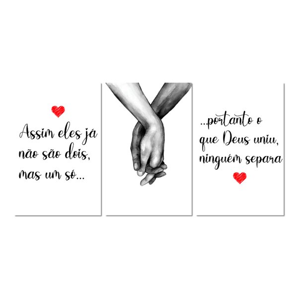 Kit 3 Placas Decorativas Frases Casal Amor 20x30 cm Mdf