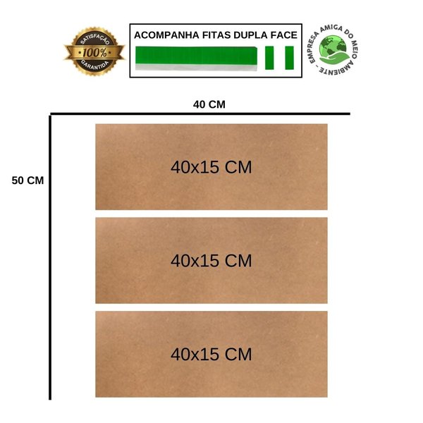 Kit 3 Placas Decorativas Força Foco Fé Preto Mdf