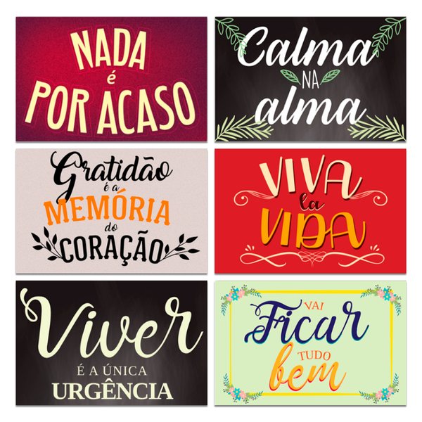 Kit 6 Placas Quadros Decorativo Frases Motivacional 20x30 cm