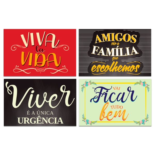 Kit 4 Placas Quadros Decorativo Frase Motivacional 20x30 cm