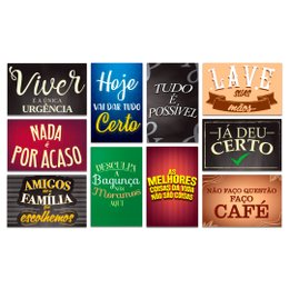 Imagem de Kit 10 Placas Decorativas Frases Motivacionais Mdf 20x30 cm
