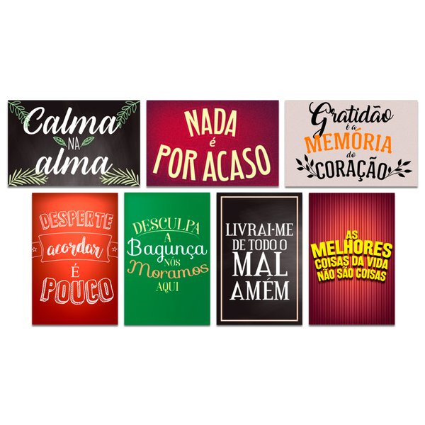 Kit 7 Placas Decorativas Frases Motivacionais Mdf 20x30 cm