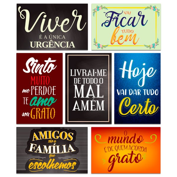 Kit Placas Decorativas Frases Motivacional Mdf 7 Pçs 20x30cm