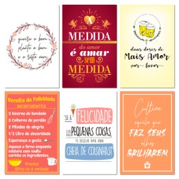 Imagem de Kit 6 Placas Decorativas Mdf Frases Motivacionais 20x30 cm