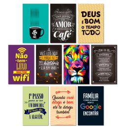 Imagem de Kit 10 Placas Decorativas Frases Família Leão Mdf 20x30 cm