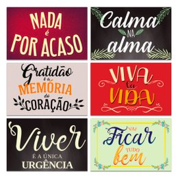 Imagem de Kit 6 Placas Quadros Decorativo Frases Motivacional 20x13 cm