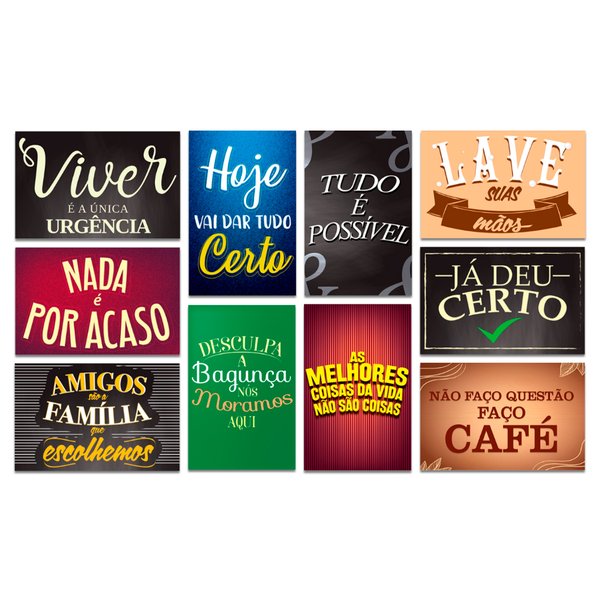 Kit 10 Placas Decorativas Frases Motivacionais Mdf 20x13 cm