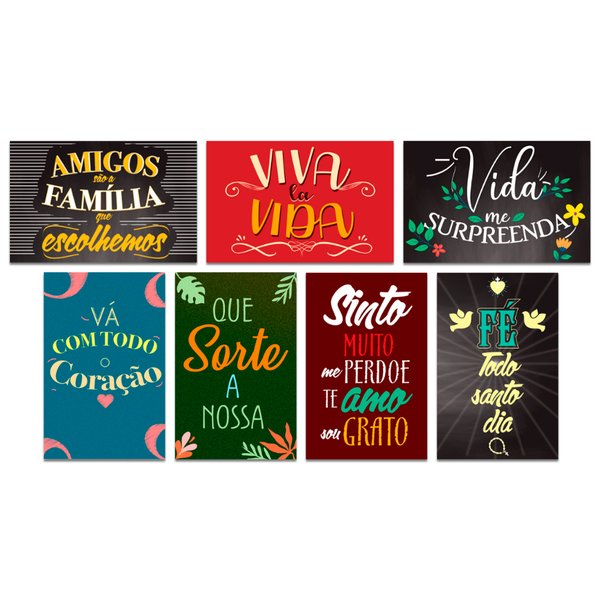 Kit 7 Placas Decorativas Frases Motivacional Fé Mdf 20x13 cm