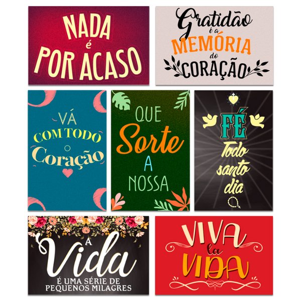Kit 7 Placas Decorativas Frases Motivacional Mdf 20x13 cm