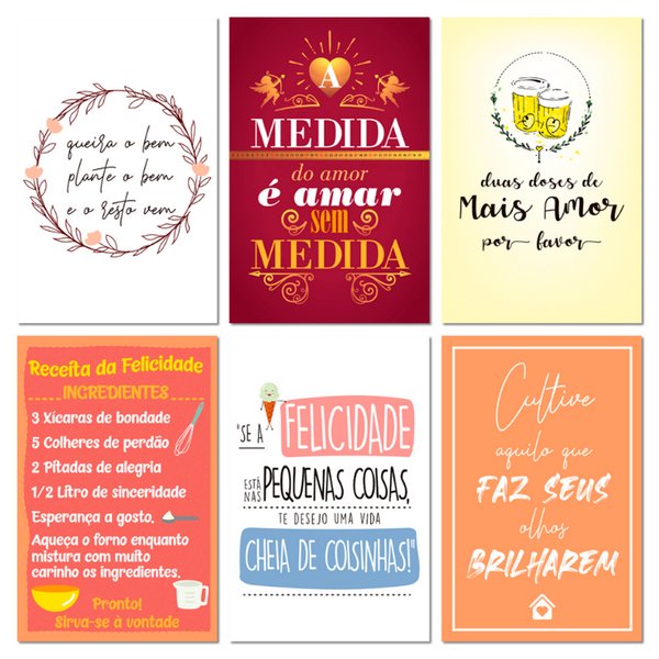 Kit 6 Placas Decorativas Mdf Frases Motivacionais 20x13 cm