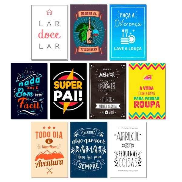 Kit 10 Placas Decorativas Frases Motivacionais 20x30 cm Mdf