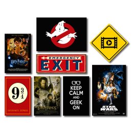 Imagem de Kit 8 Placas Decorativas Geek Filmes Harry Potter Mdf