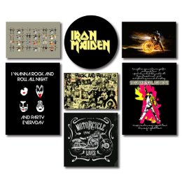 Imagem de Kit 7 Placas Decorativas Música Rock Moto Mdf