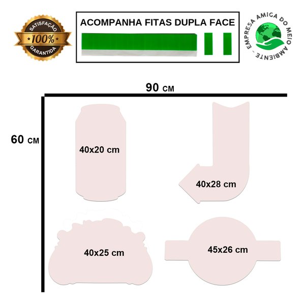 Placas Decorativas C/ Recorte Bar e Cervejas Kit 4 Placas