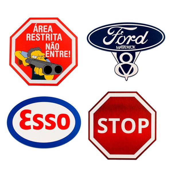 Placas Decorativas C/ Recorte Geek Carro Vintage Kit 4 Placas