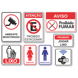 Imagem de Kit 8 Placas De Sinalização Indicativos Avisos Atenção
