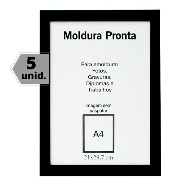 Kit 5 Molduras Quadro A4 21x30cm Certificado Diploma