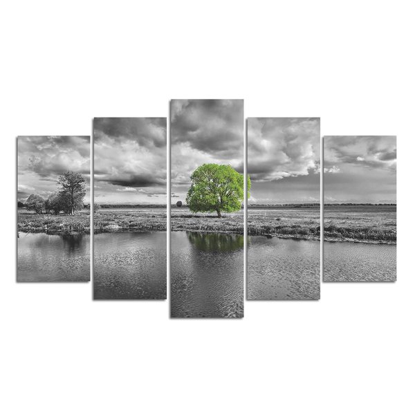 Quadro Decorativo Árvore Vida Mosaico  5 Peças 110x60cm Sala