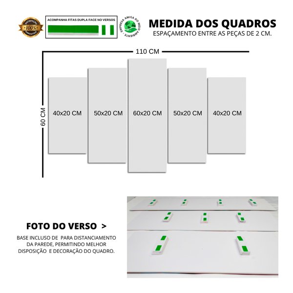 Quadro Decorativo Mosaico Carro Calhambeque 5 Peças 110x60cm