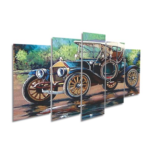 Quadro Decorativo Mosaico Carro Calhambeque 5 Peças 110x60cm