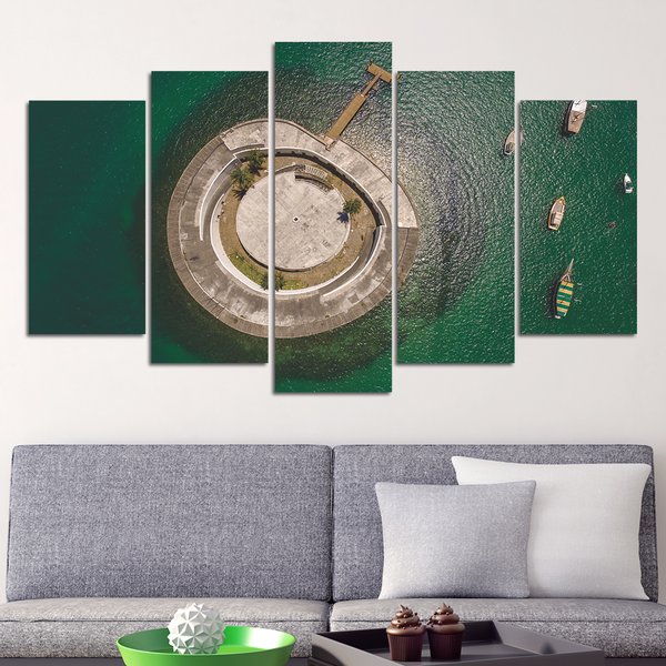 Quadro Decorativo Mosaico Paisagem 5 Peças 110x60cm Sala