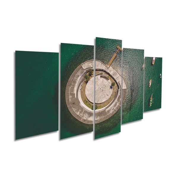 Quadro Decorativo Mosaico Paisagem 5 Peças 110x60cm Sala