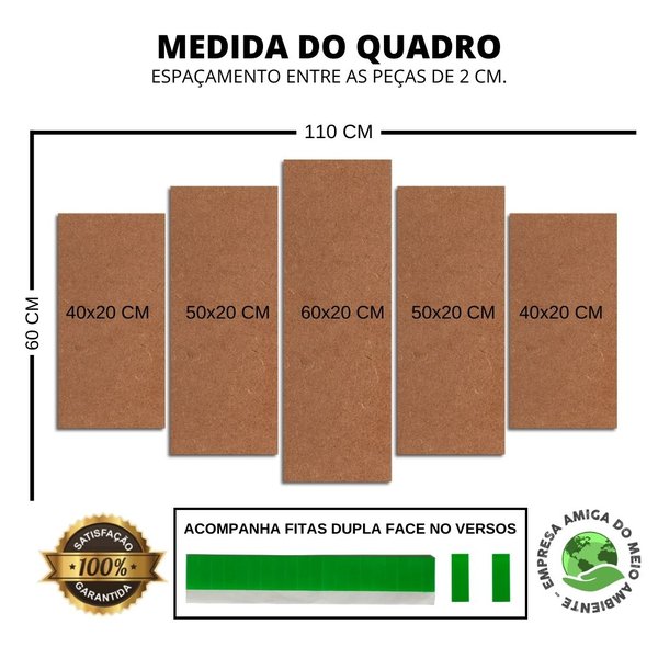 Quadros Decorativos Leão Colorido Mosaico Mdf 5 Pçs 110x60cm
