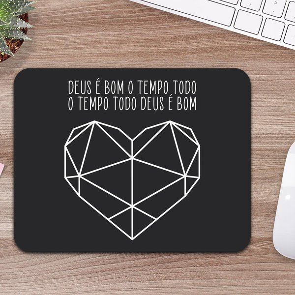 Mousepad Frase Deus 26x20 cm Emborrachado Anti-derrapante