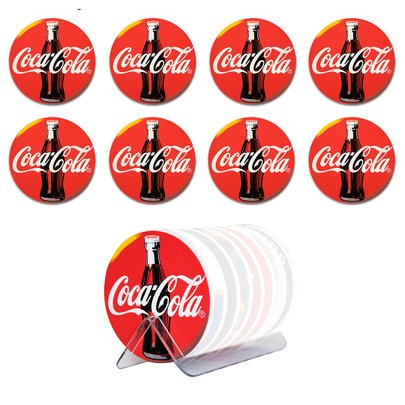 Kit 8 Bolachas Porta Copos Em Plástico Coca Cola Com Suporte