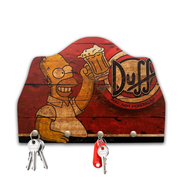 Porta Chaves e Cartas de Parede Duff 4 ganchos 25x18 cm