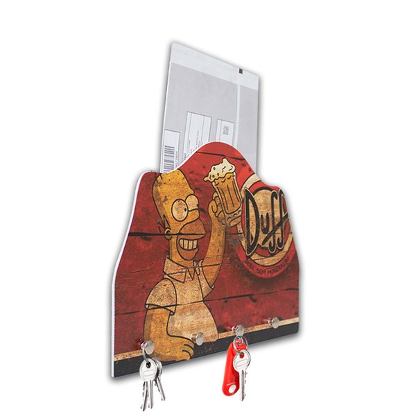 Porta Chaves e Cartas de Parede Duff 4 ganchos 25x18 cm