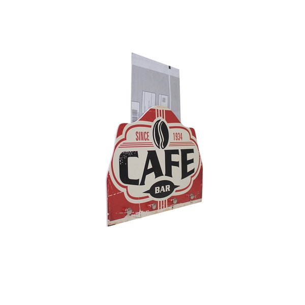 Porta Chaves e Cartas de Parede Café 4 ganchos 25x18 cm
