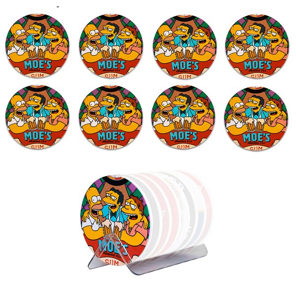 Kit 8 Bolachas Porta Copos Em Plástico Simpson Com Suporte