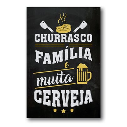 Placa Decorativa Frase Churrasco Cerveja Mdf 20x30 cm
