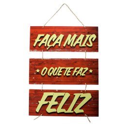Imagem de Placa Decorativa Frases Faça mais Mdf Com Corda 70x40 Cm