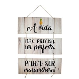 Imagem de Placa Decorativa Frases A Vida Com Corda 70x40 Cm
