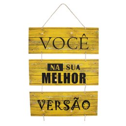 Imagem de Placa Decorativa Frase Melhor Versão Com Corda 70x40 Cm