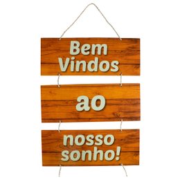 Imagem de Placa Decorativa Frases Bem Vindos Com Corda 70x40 Cm